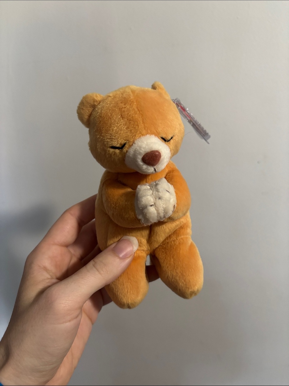 Ty Orange and Cream Sleeping Bear Plush